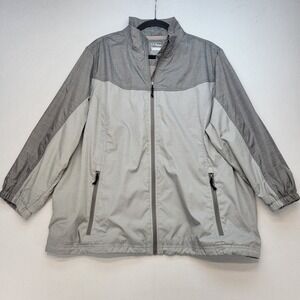 L.L. Bean Windbreaker Jacket Womens 2XL Gray Outdoor Mesh Lined Full Zip